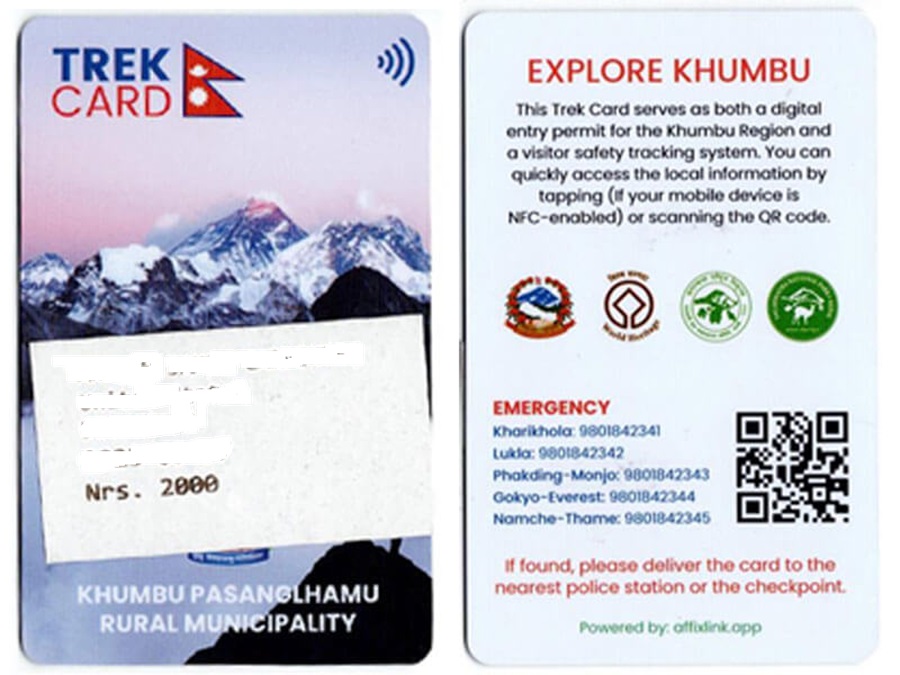 Everest Base Camp Trek Trek Card 