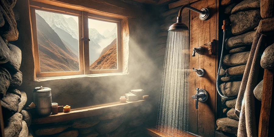 Hot shower during Annapurna Base Camp Trek